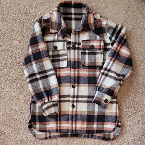 Plaid Button-Up Shirt Jacket